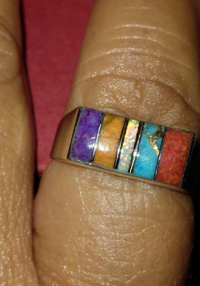 ❤STUNNING!/COLORFUL GEMSTONES RING SZ,9💕 - Picture 2 of 7